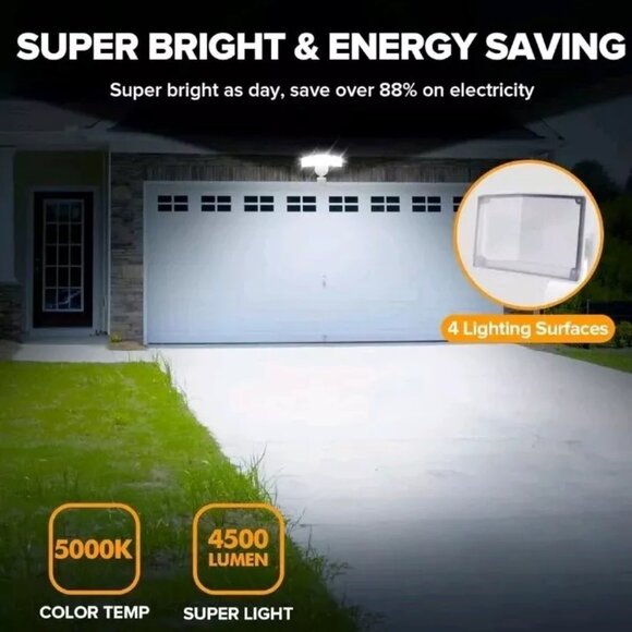 UME arc 49W LED Motion Sensor Outdoor Floodlight, 4500 Lumen, Wet, White - Picture 2 of 6